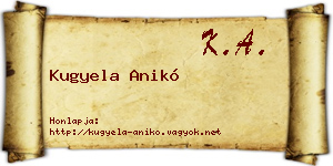 Kugyela Anikó névjegykártya
